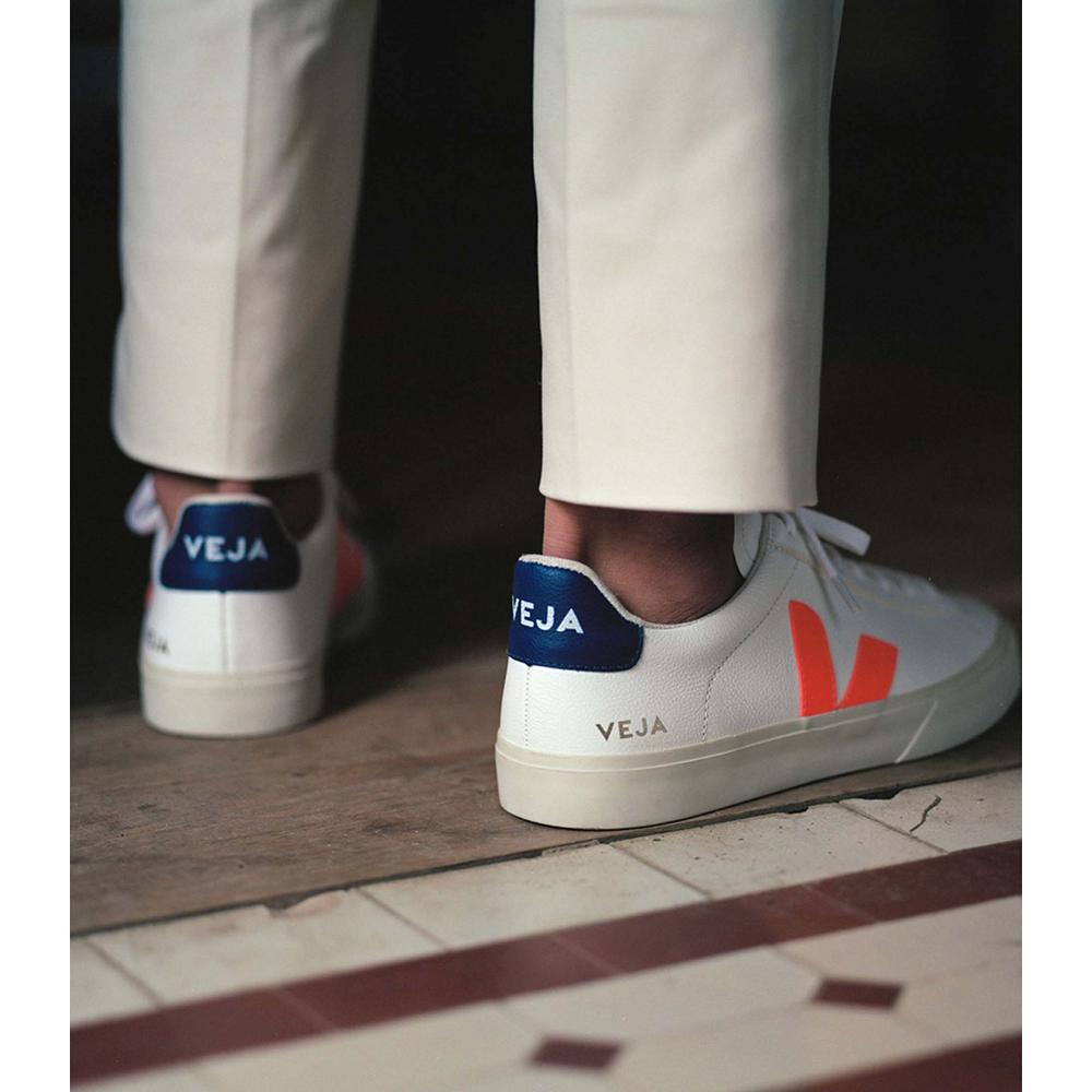 Low Tops Sneakers Dama Veja CAMPO CHROMEFREE White/Orange/Blue | RO 601PJJ